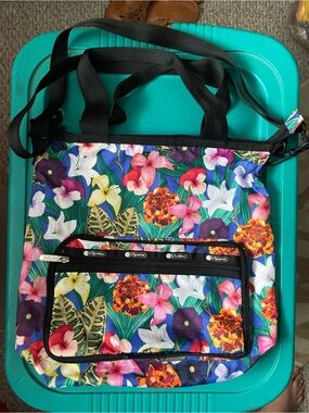 LeSportsac Jardin Azul convertible tote